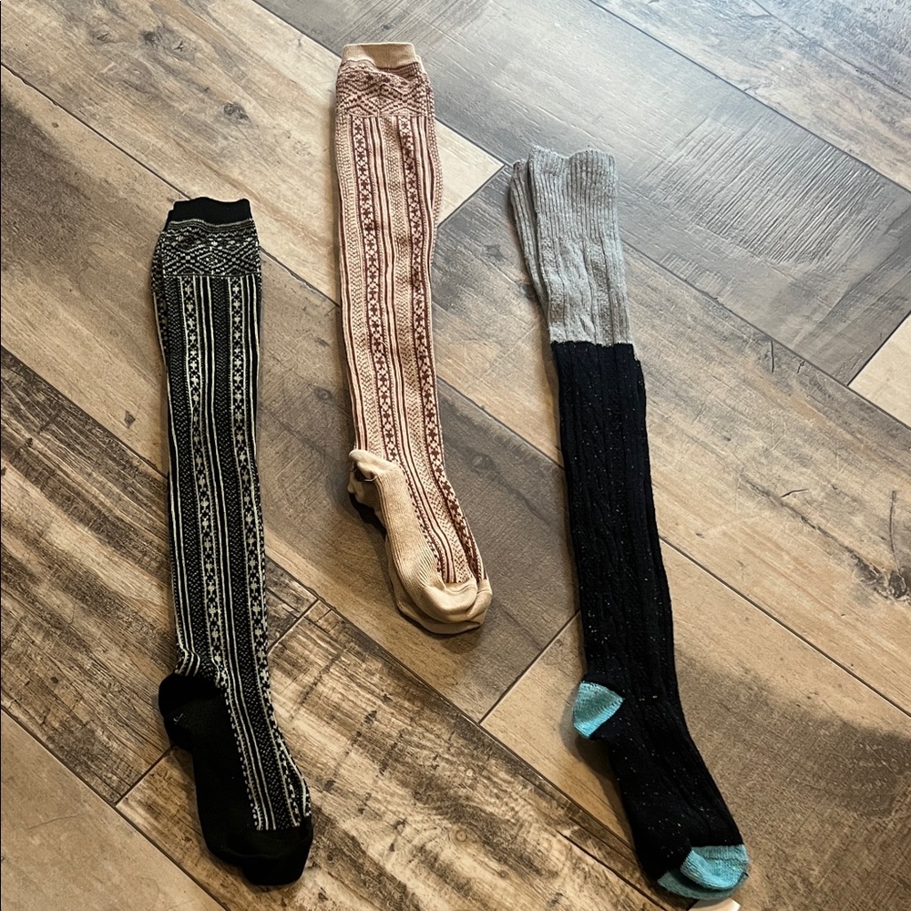 Free People Boot Socks Set - Black, Brown, Gray